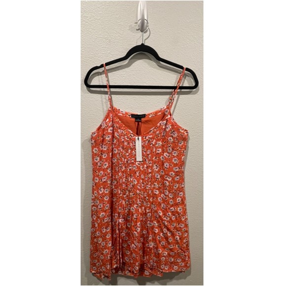 SANCTUARY Spaghetti Straps Floral Orange Mini Dress - Picture 1 of 3
